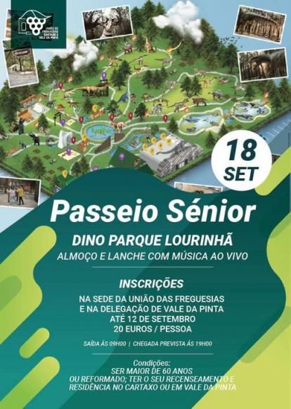 Inscri&ccedil;&otilde;es para o Passeio S&eacute;nior ao Dino Parque Lourinh&atilde;